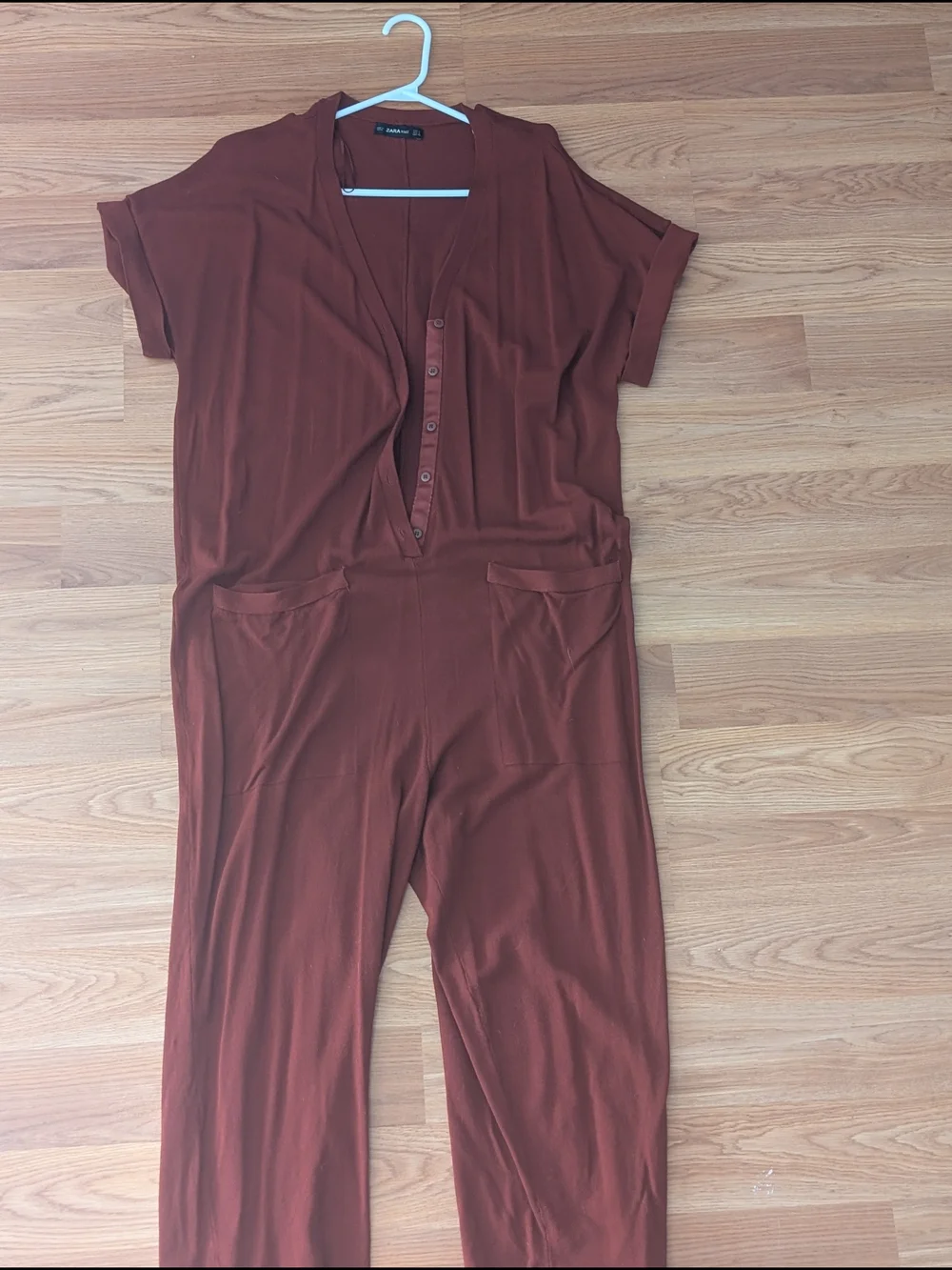 Zara Burnt Orange Button-Front Jumpsuit - Picture 1 of 3